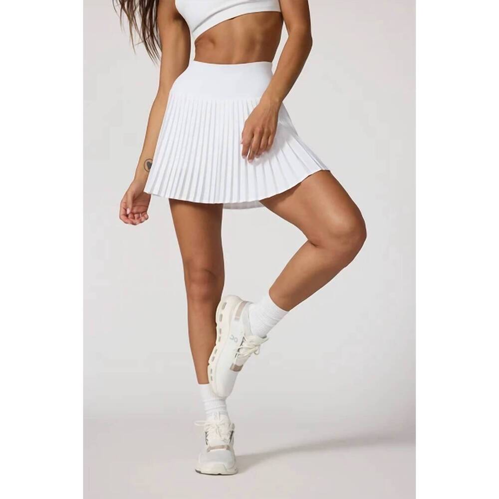 NEW MPG SPORT club micro pleated skort in white